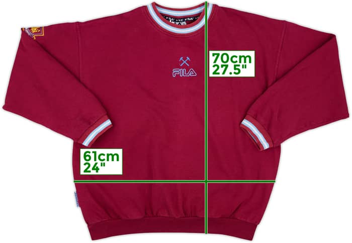 1999-01 West Ham Fila Sweat Top - 8/10 - (XL)