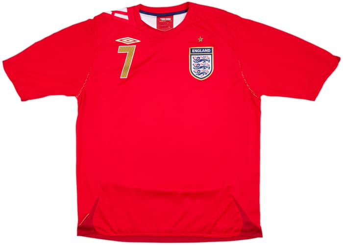 2006-08 England Away Shirt Beckham #7 - 6/10 - (L)