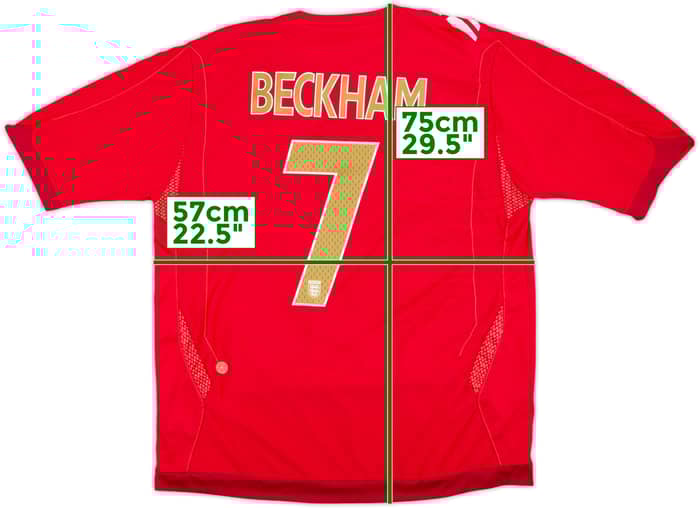 2006-08 England Away Shirt Beckham #7 - 6/10 - (L)