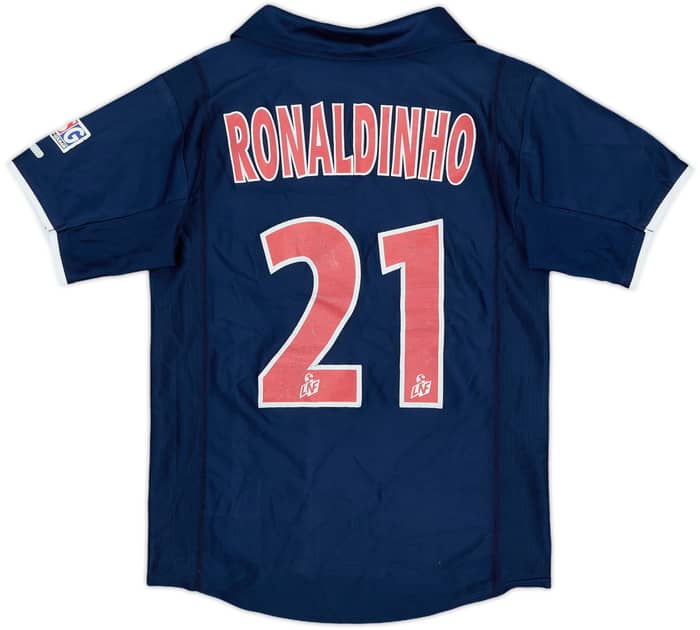 2001-02 Paris Saint-Germain Home Shirt Ronaldinho #21 - 5/10 - (M.Boys)