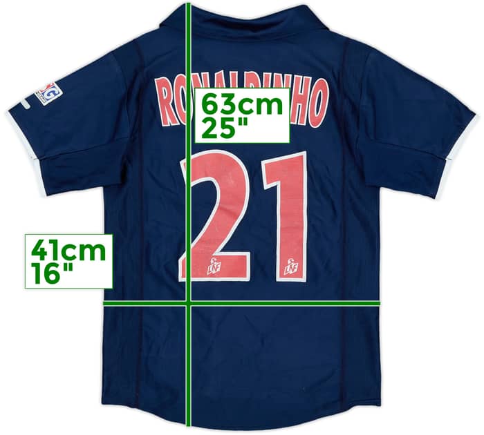2001-02 Paris Saint-Germain Home Shirt Ronaldinho #21 - 5/10 - (M.Boys)