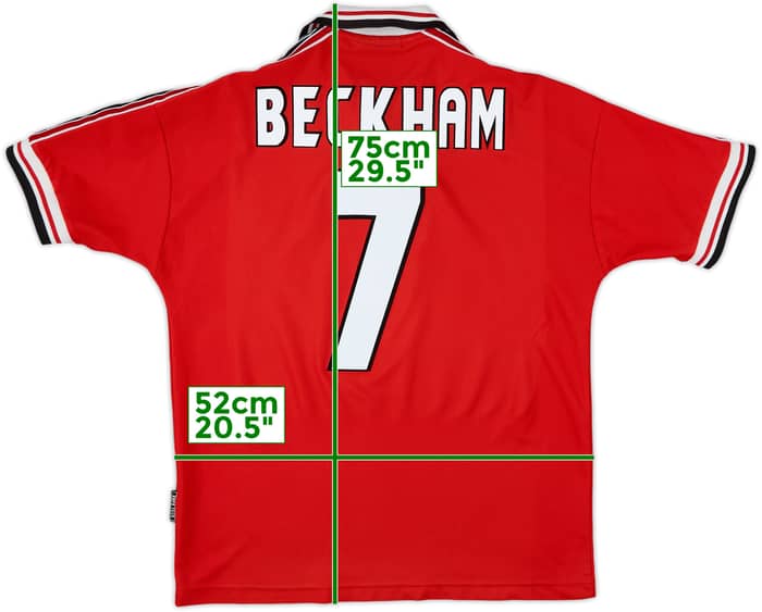1998-00 Manchester United Home Shirt Beckham #7 - 8/10 - (M)