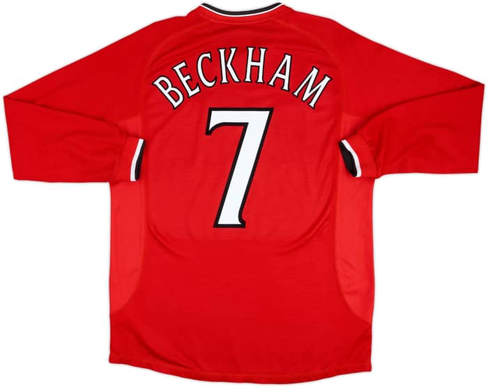 2000-02 Manchester United Home L/S Shirt Beckham #7 - 10/10 - (L)