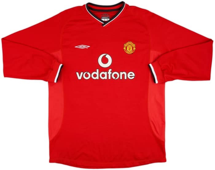 2000-02 Manchester United Home L/S Shirt Beckham #7 - 10/10 - (L)