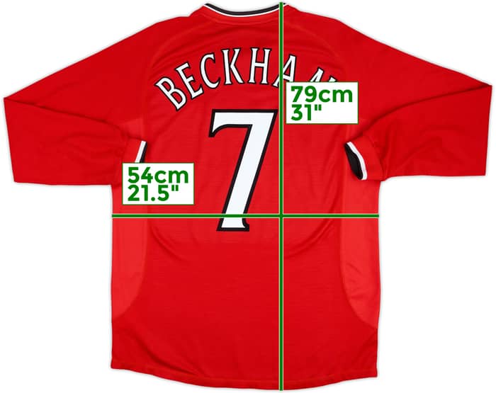 2000-02 Manchester United Home L/S Shirt Beckham #7 - 10/10 - (L)