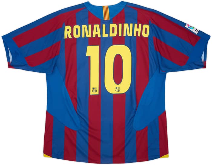 2005-06 Barcelona Home Shirt Ronaldinho #10 - 4/10 - (XL)