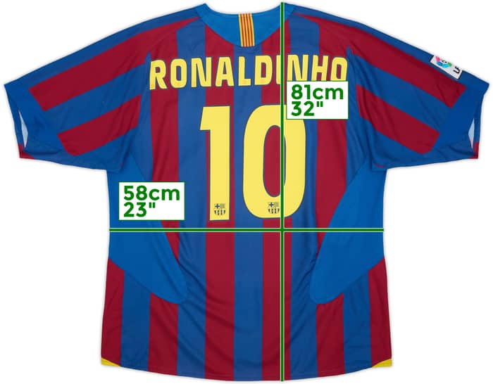 2005-06 Barcelona Home Shirt Ronaldinho #10 - 4/10 - (XL)