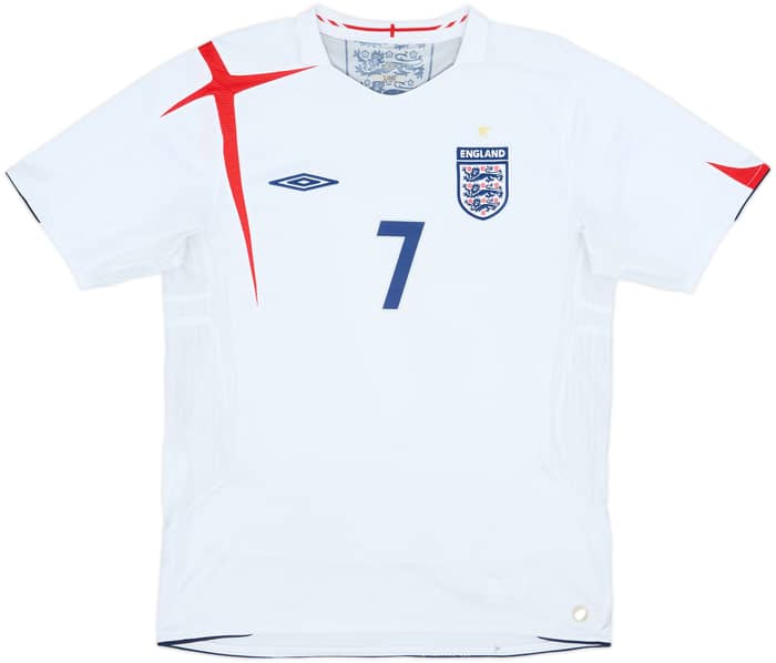 2005-07 England Home Shirt Beckham #7 - 7/10 - (M)