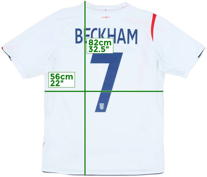 2005-07 England Home Shirt Beckham #7 - 7/10 - (M)