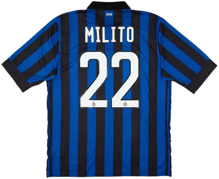 2011-12 Inter Milan Home Shirt Milito #22 - 8/10 - (L)