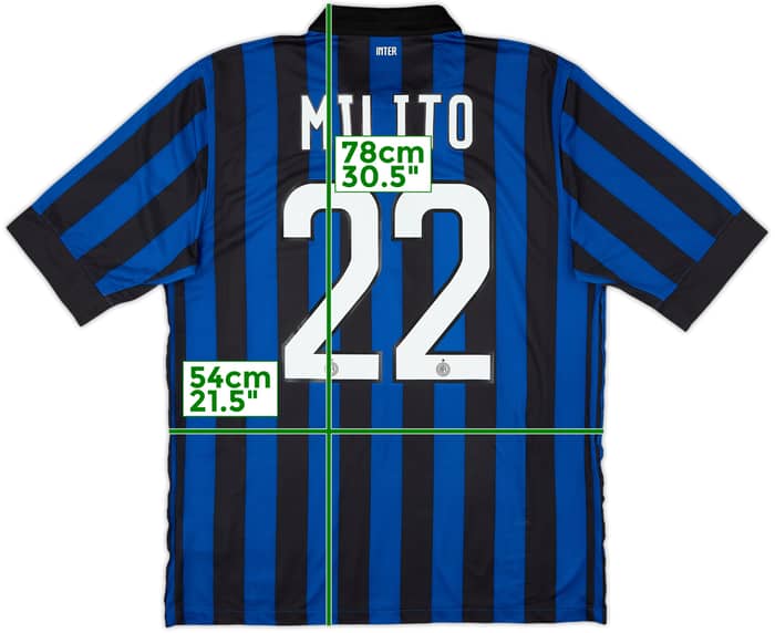 2011-12 Inter Milan Home Shirt Milito #22 - 8/10 - (L)