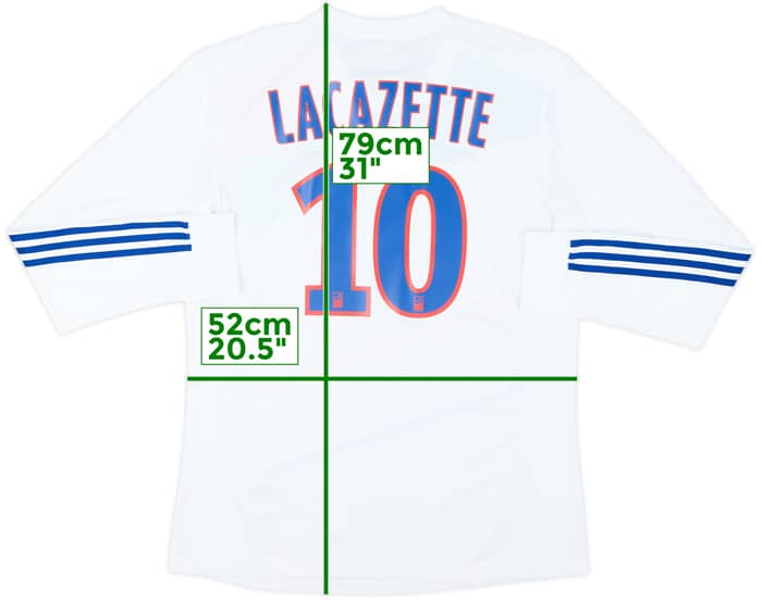 2012-13 Lyon Player Issue Home L/S Shirt Lacazette #10 - 8/10 - (XL)