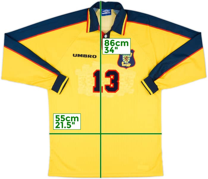 1996-98 Scotland Match Issue Away L/S Shirt #13