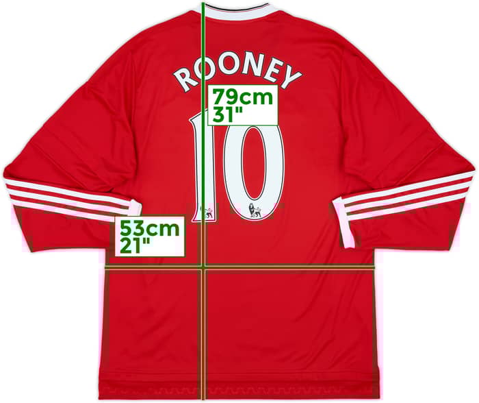 2015-16 Manchester United Home L/S Shirt Rooney #10 - 10/10 - (L)