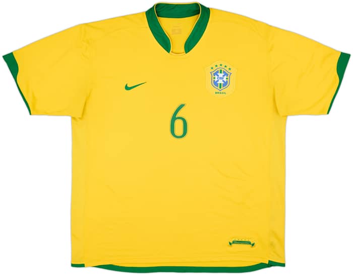 2006-08 Brazil Home Shirt R.Carlos #6 - 9/10 - (XL)