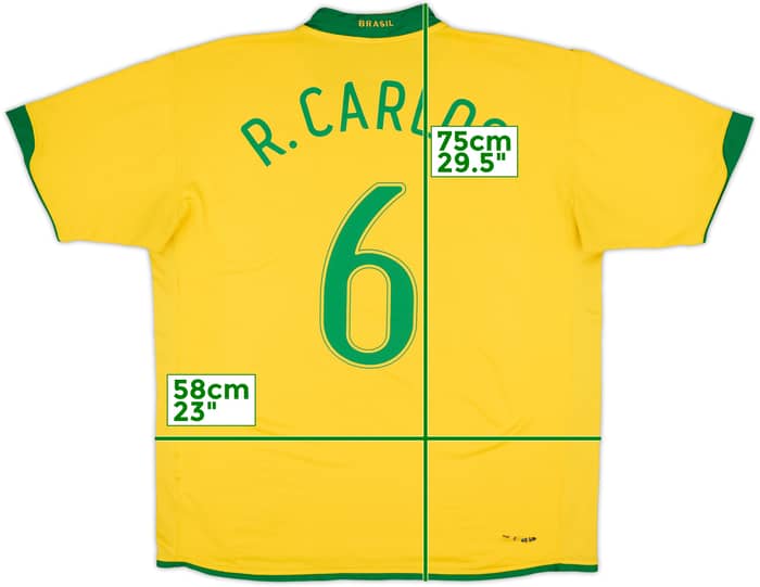 2006-08 Brazil Home Shirt R.Carlos #6 - 9/10 - (XL)