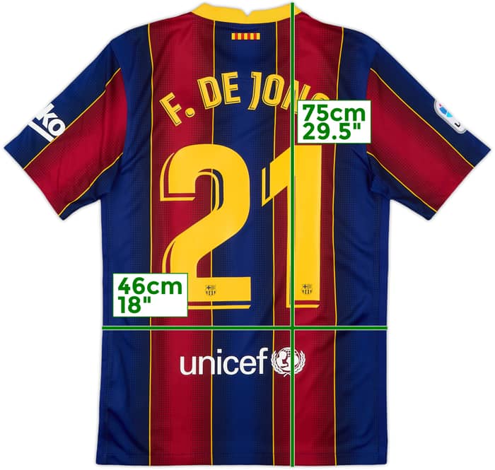 2020-21 Barcelona Home Shirt F.De Jong #21 - 10/10 - (S)