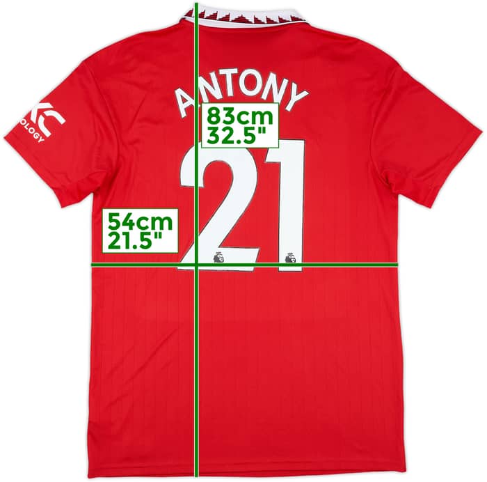 2022-23 Manchester United Home Shirt Antony #21 - 9/10 - (L)