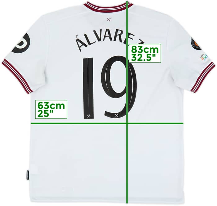 Camiseta de visitante del West Ham 2023-24 Alvarez #19 - 7/10 - (XXL)