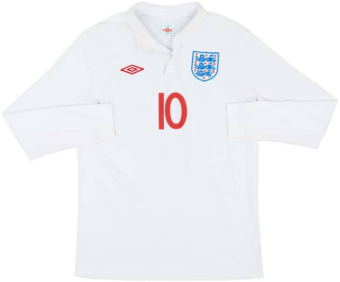 2009-10 England Home L/S Shirt Rooney #10 - 10/10 - (M)