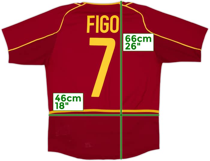 2002-04 Portugal Home Shirt Figo #7 - 8/10 - (XL.Boys)