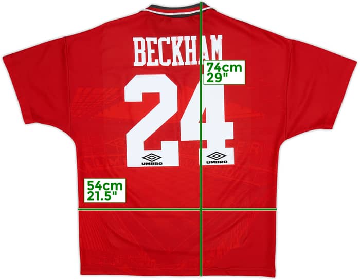 1994-96 Manchester United Home Shirt Beckham #24 - 8/10 - (L)