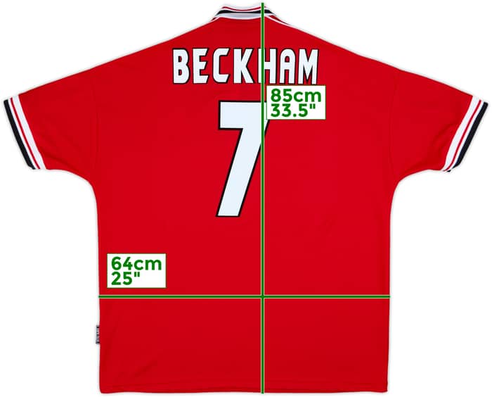 1998-00 Manchester United Home Shirt Beckham #7 - 9/10 - (XXL)
