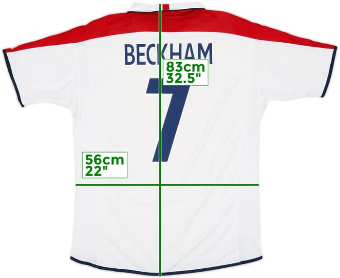 2003-05 England Home Shirt Beckham #7 - 5/10 - (XL)