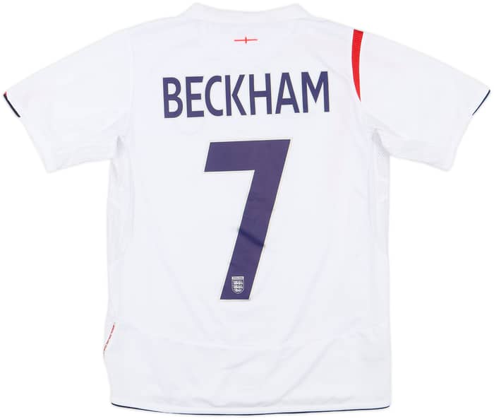 2005-07 England Home Shirt Beckham #7 - 8/10 - (L.Boys)