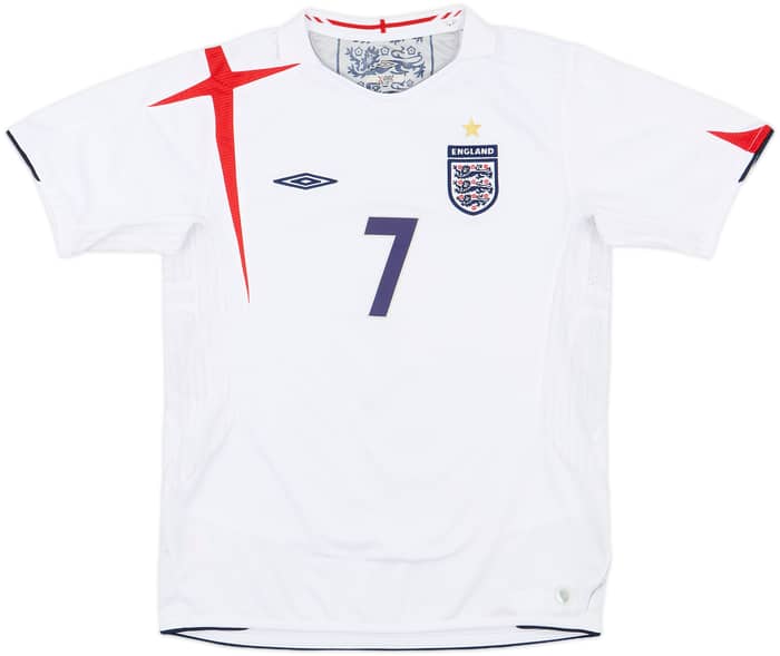 2005-07 England Home Shirt Beckham #7 - 8/10 - (L.Boys)