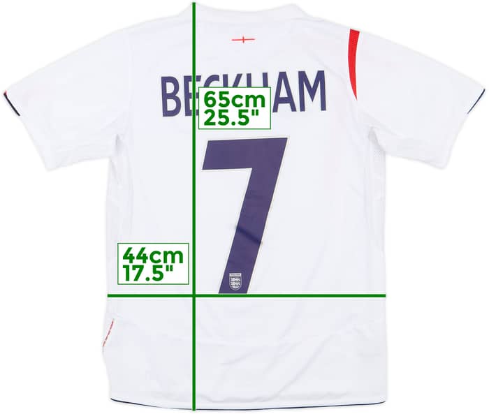 2005-07 England Home Shirt Beckham #7 - 8/10 - (L.Boys)
