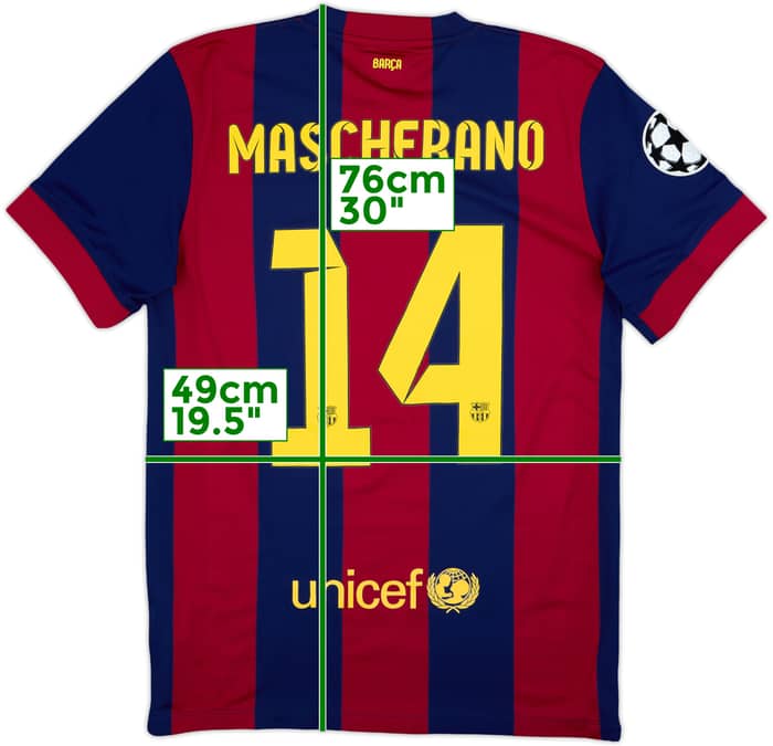 2014-15 Barcelona Home Shirt Mascherano #14 - 8/10 - (M)
