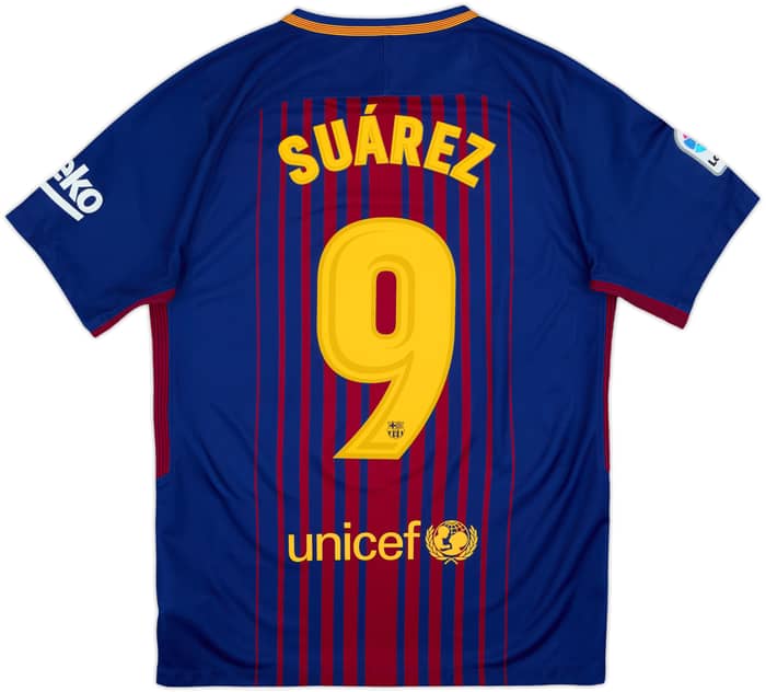 2017-18 Barcelona Home Shirt Suarez #9 - 9/10 - (S)