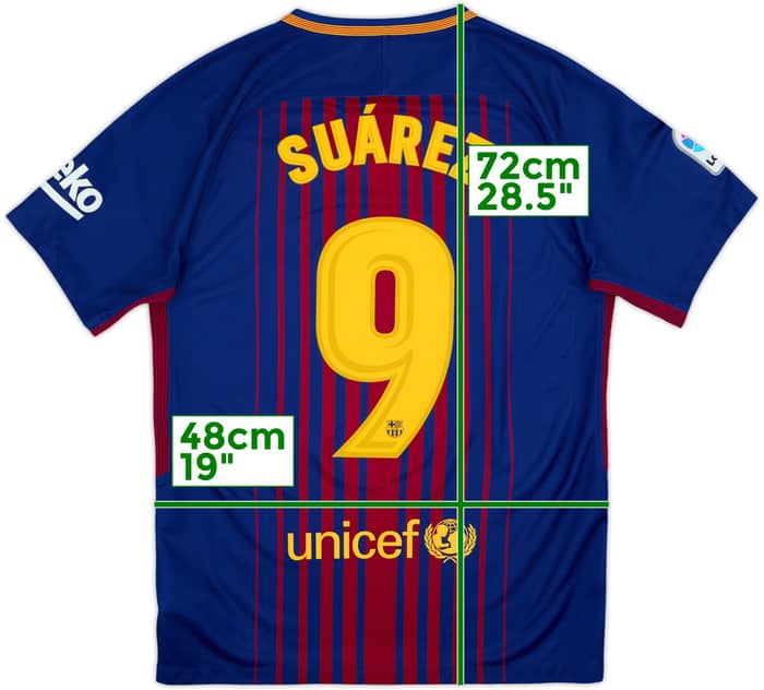 2017-18 Barcelona Home Shirt Suarez #9 - 9/10 - (S)