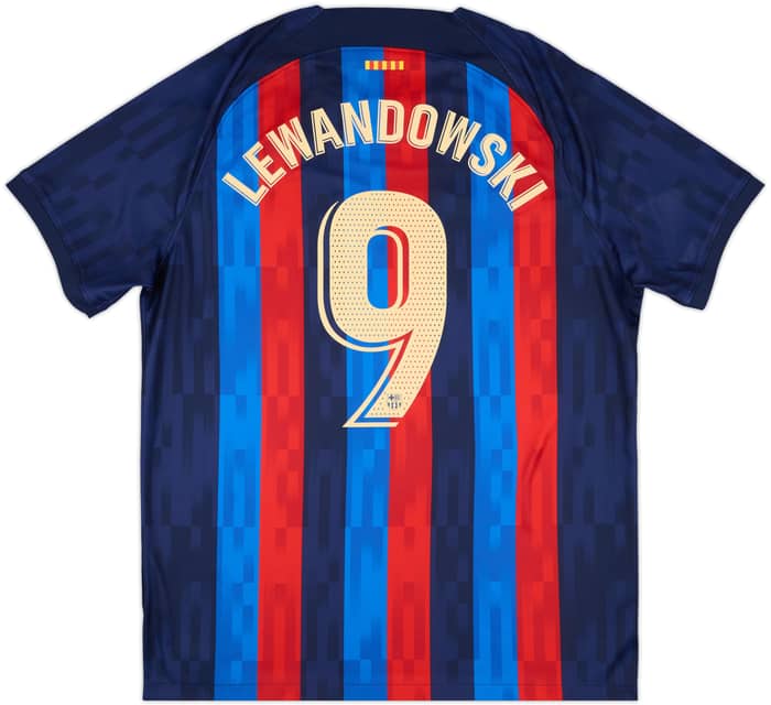 2022-23 Barcelona Home Shirt Lewandowski #9 - 8/10 - (XL)
