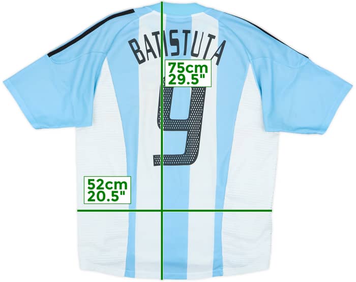 2002-04 Argentina Home Shirt Batistuta #9 - 6/10 - (L)