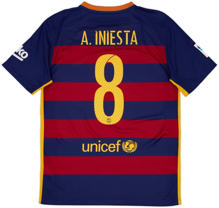 2015-16 Barcelona Home Shirt A.Iniesta #8 - 7/10 - (M)
