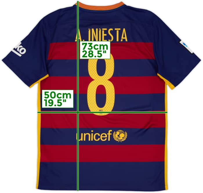 2015-16 Barcelona Home Shirt A.Iniesta #8 - 7/10 - (M)