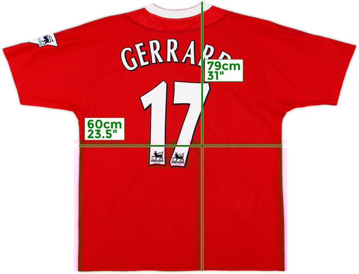 2002-04 Liverpool Home Shirt Gerrard #17 - 8/10 - (L)