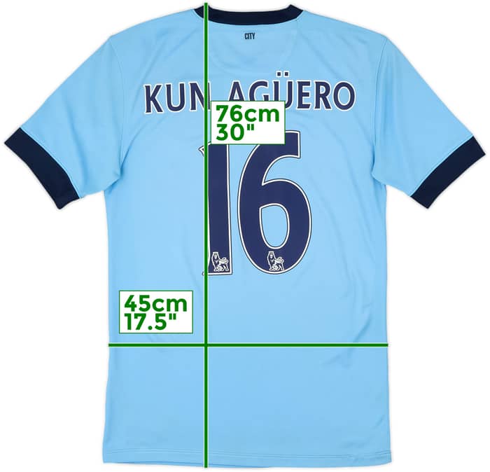 2014-15 Manchester City Home Shirt Kun Aguero #16 - 7/10 - (S)