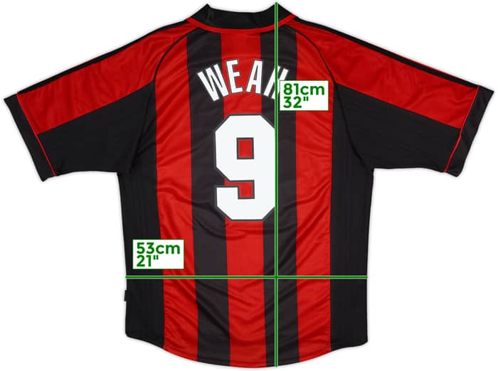 1998-00 AC Milan Home Shirt Weah #9 - 6/10 - (XL)