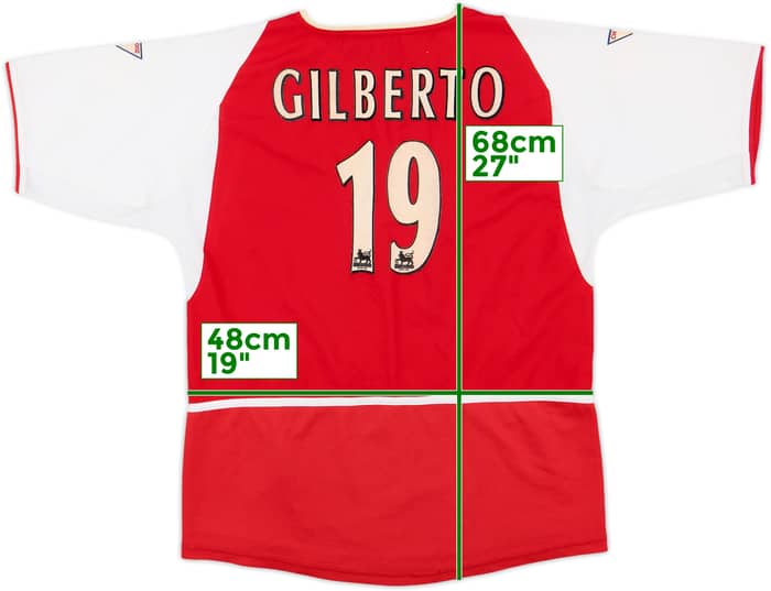 2002-04 Arsenal Home Shirt Gilberto #19 - 7/10 - (XL.Boys)