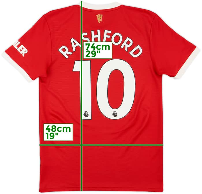 2021-22 Manchester United Home Shirt Rashford #10 - 8/10 - (S)