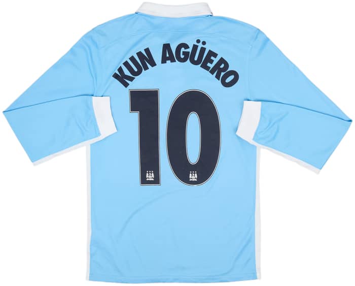 2015-16 Manchester City Home L/S Shirt Kun Aguero #10 - 4/10 - (S)