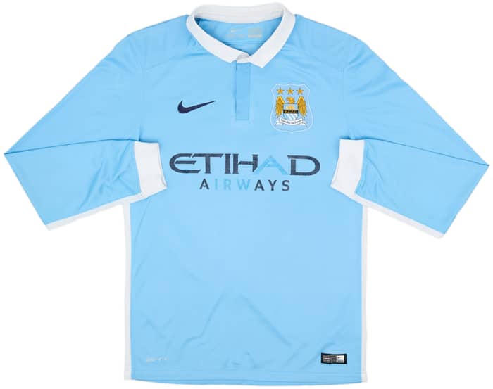 2015-16 Manchester City Home L/S Shirt Kun Aguero #10 - 4/10 - (S)