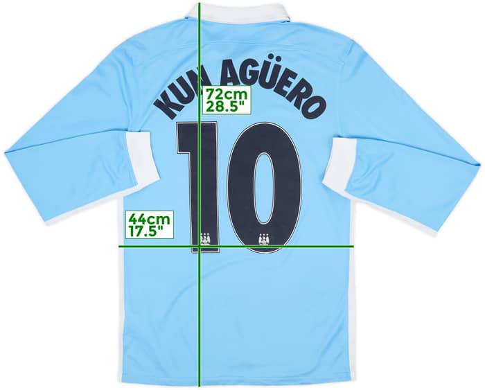 2015-16 Manchester City Home L/S Shirt Kun Aguero #10 - 4/10 - (S)