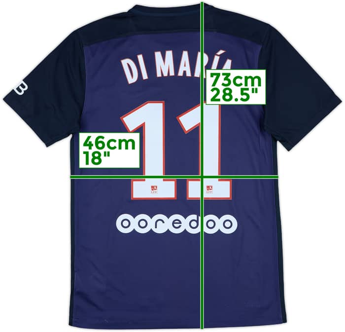 2015-16 Paris Saint-Germain Home Shirt Di Maria #11 - 9/10 - (S)