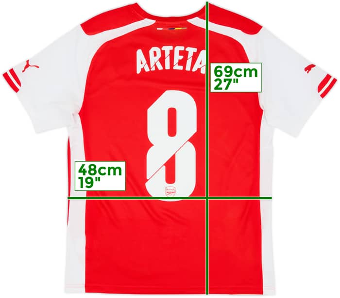2014-15 Arsenal Home Shirt Arteta #8 - 8/10 - (M)