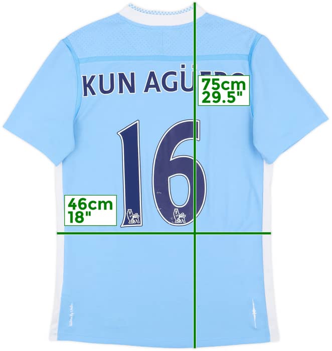 2011-12 Manchester City Home Shirt Kun Aguero #16 - 6/10 - (S)
