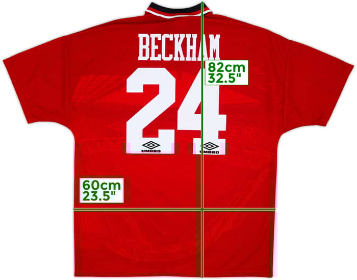 1994-96 Manchester United Home Shirt Beckham #24 - 7/10 - (XL)